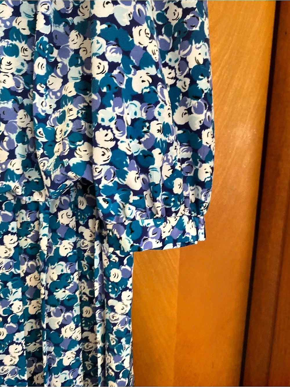 Vintage 80s/90s cottagecote Leslie Fay Pleated Midi Dress Size 12 - Picture 6 of 8